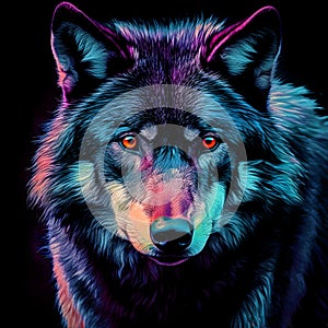 Beautiful eyes of a wild wolf - front view - AI generated