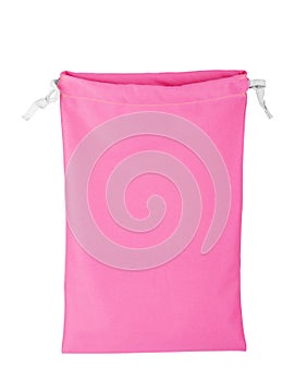 Beautiful fabric bag on white background