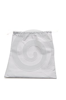 beautiful fabric bag on white background