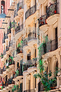 Beautiful Facade Building Architecture In Barcelona, Spain