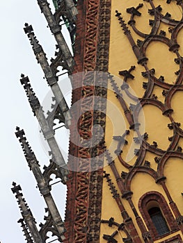 Beautiful facade of the city hall, Wroclaw, Poland