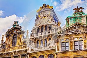 Beautiful facade Grand Place Brussels Belgium