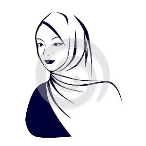 Beautiful face of arabic muslim woman in hijab