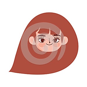 Beautiful face girl cartoon character isolated icon style