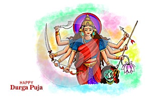 Beautiful face of goddess durga puja for shubh navratri festival background