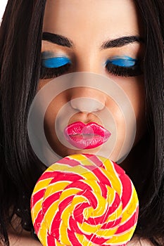 Beautiful face makeup with lollipop