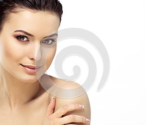 Beautiful Face of Young Woman with Clean Fresh Skin