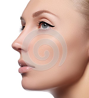 Beautiful face of young woman with clean fresh skin