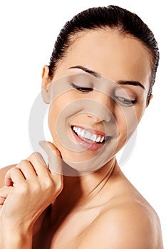 Beautiful face of young woman with clean fresh skin.
