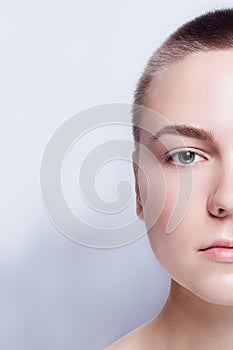 Beautiful Face Young Woman Clean Fresh Skin close up