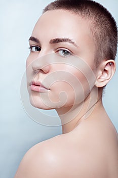 Beautiful Face Young Woman Clean Fresh Skin close up