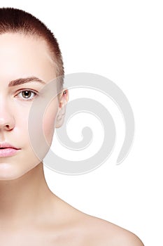 Beautiful Face Young Woman Clean Fresh Skin close up