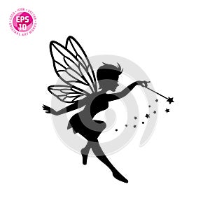 Beautiful fairy silhouette vector template  D