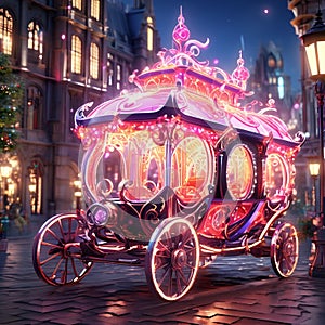 beautiful fairy-tale carriage rides through the night city