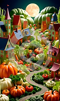 A beautiful fairy-tale city of vegetables