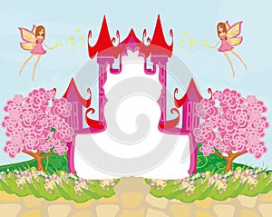 Beautiful fairytale pink castle frame