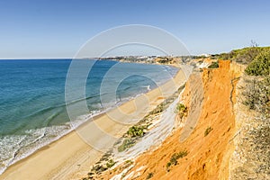 Beautiful Falesia beach with high cliffs by Atlantic Ocean, Albufeira, Algarve