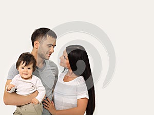 Beautiful family - isolated over a white background