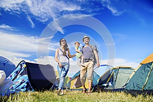 Beautiful family at summer festival