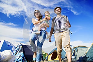 Beautiful family at summer festival