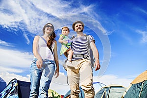 Beautiful family at summer festival photo