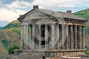 beautiful famous Garni temple in the mountains of Armenia, a landmark