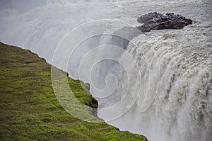 Beautiful and famous Gullfoss waterfall, Golden circle route in