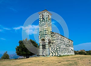 Beautiful famous roman church of San Michelle built in the 12th century on the outskirts of Murato in the Nebbio Corsica