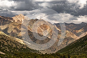 Beautiful fan mountains in Tajikistan.