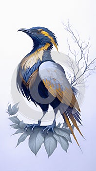 Beautiful fantasy bird digital painting illustration