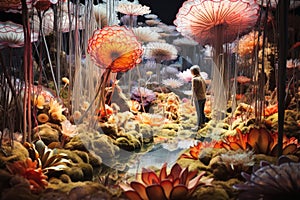 A beautiful fantasy garden made of neural flowers