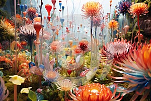 A beautiful fantasy garden made of neural flowers