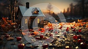 A Beautiful Fantasy Key Handover House Purchase in Sunset Bokeh Background