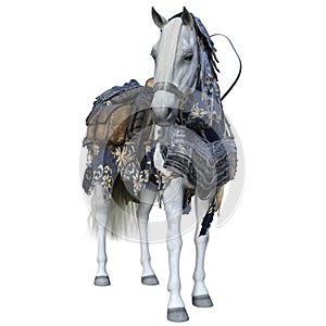 A beautiful fantasy Knight\'s horse isolated on a white background