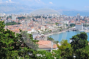 A beautiful faraway view of Split, Croatia from Marjan Hill