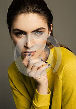 Beautiful fashion model portrait with wet hair