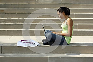 Beautiful female African American college student on campus