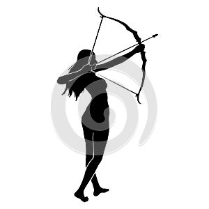 Beautiful of female archer warrior silhouette vector collection on white background