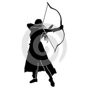 Beautiful of female archer warrior silhouette vector collection on white background