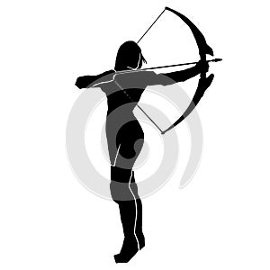 Beautiful of female archer warrior silhouette vector collection on white background photo