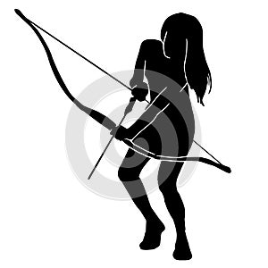 Beautiful of female archer warrior silhouette vector collection on white background