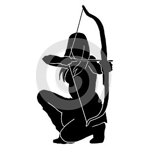 Beautiful of female archer warrior silhouette vector collection on white background