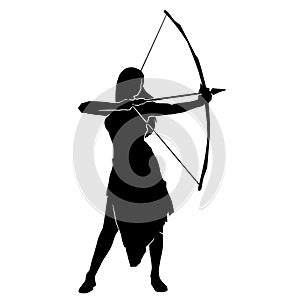 Beautiful of female archer warrior silhouette vector collection on white background