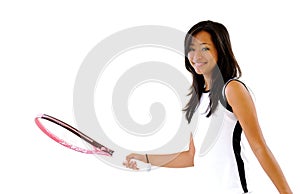 Hermoso una mujer asiático tenis jugador 