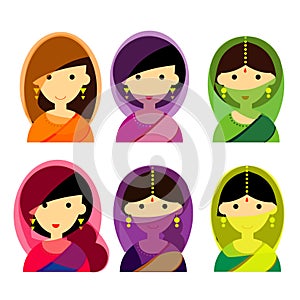 The beautiful Female characters of Indian set vector design,avatar