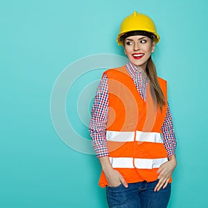 Beautiful Female Construction Worker Posing