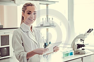 Beautiful female doctor in laboratory