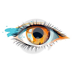 Beautiful female eye. Cute drawing eye. Hand drawn watercolor eye
