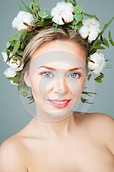 Beautiful Female Face. Happy Spa Model Woman