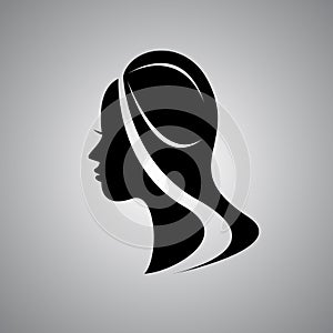 Beautiful female face silhouette in profile. Retro hairstyle, babette